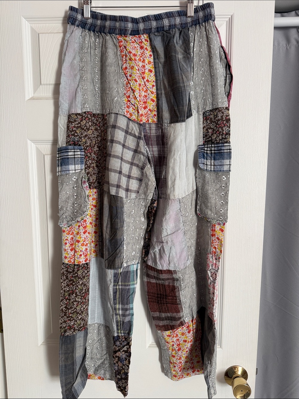 Young Threads xl Women's Multicolor Patchwork Wide-Leg CARGO Pants NWT SKU15 - Picture 8 of 10